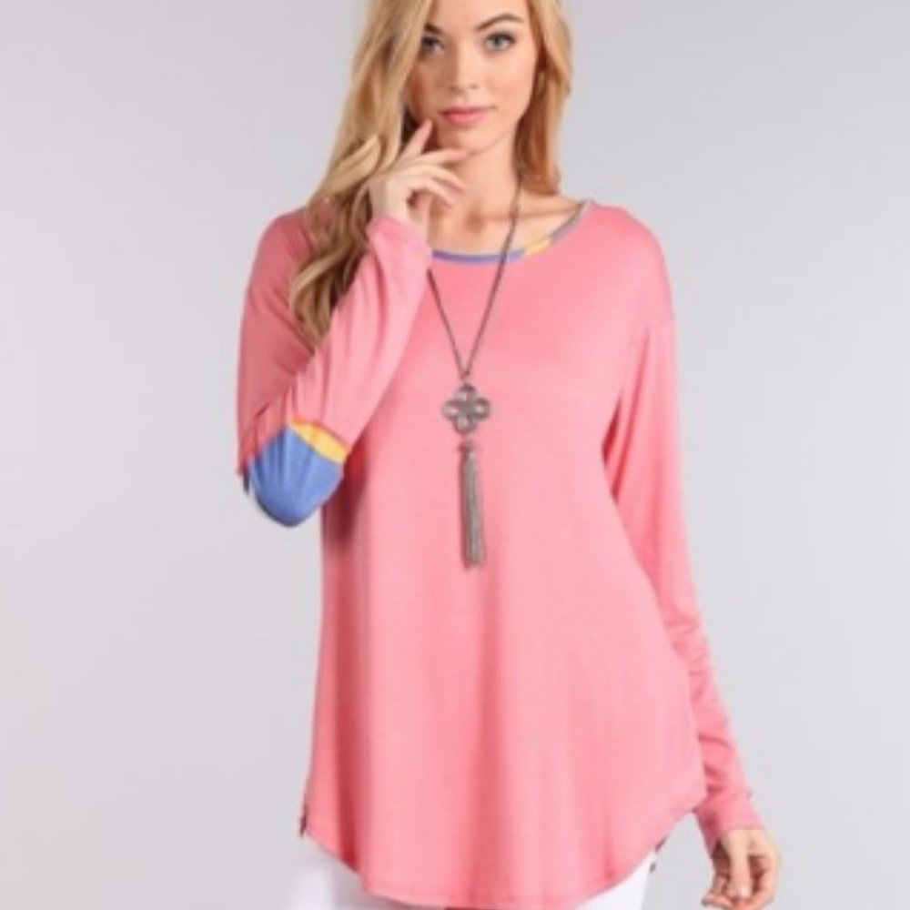 Baseball 3/4 Sleeve Patched Elbow Shirt
